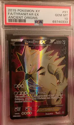 2015 POKEMON XY ANCIENT ORIGINS #91 FULL ART/TYRANITAR EX PSA 10 - Image 2