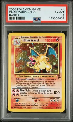 2000 POKEMON BASE SET 2 #4 CHARIZARD-HOLO PSA 6 - Image 1