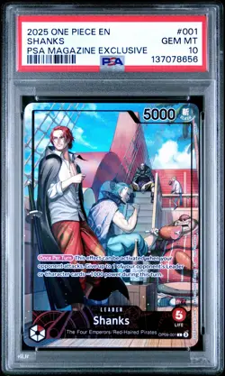 2025 ONE PIECE PROMOS PSA MAGAZINE EXCLUSIVE #001 SHANKS PSA 10 - Image 1
