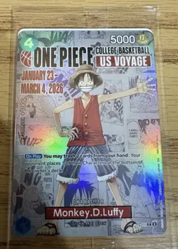 ONE PIECE Monkey D. Luffy College Basketball US Voyage Promo Card SEALED RU 1/27 - Image 1