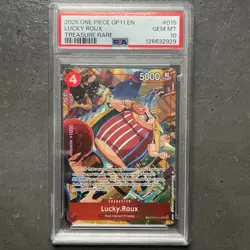 2025 One Piece OP 11 EN Lucky Roux Treasure Rare #015 GEM MT 10 PSA - Image 1
