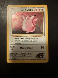 Erika's Clefable - 3/132 - Pokemon Gym Heroes Unlimited Holo Rare Card WOTC NM - Image 1
