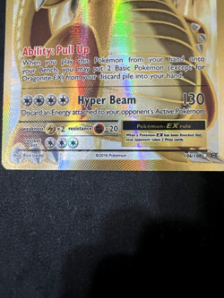 Dragonite EX Gold Full Art 106/108 Evolutions Secret Rare Holo NM Pokemon Card - Image 4