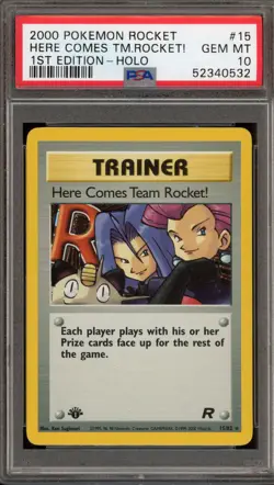 Pokemon Here Comes Team Rocket! 1st Edition Holo Rare #15 PSA 10 Gem Mint - Image 1