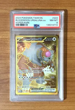 Pokemon, Twilight Masquerade, Bloodmoon Ursaluna ex Gold #222/167, PSA 8 - Image 1