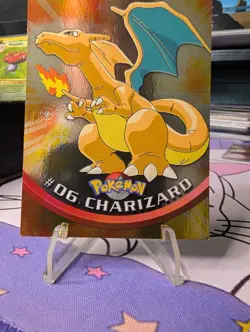 1999 Pokemon Topps TV Charizard #6 Foil 1st Print Blue Logo - Image 2