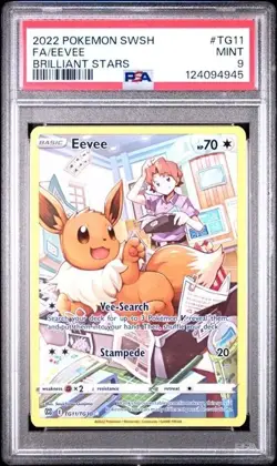 EEVEE #TG11 PSA 9 2022 POKEMON SWORD & SHIELD BRILLIANT STARS FULL ART NEW CERT - Image 1
