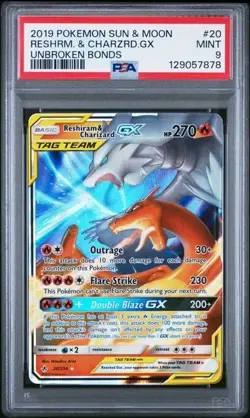 Reshiram & Charizard #20 PSA 9 • 2019 Unbroken Bonds Sun & Moon Pokemon NEW CERT - Image 1