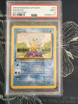 1999 Pokemon Spanish 1st Edition Squirtle #63 PSA 9 Base Set - Image 1