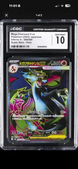 2025 POKEMON INFERNO X SUPER RARE MEGA CHARIZARD X EX CGC 10 GEM MINT - Image 1