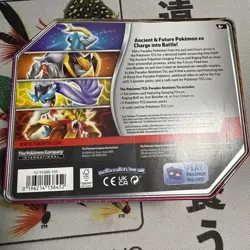 Pokemon Paradox Destinies Tin-Gouging Fire ex Tin w/5 Booster Packs New/Sealed - Image 2