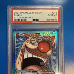 2024 One Piece OP09 EN BUGGY ALTERNATE ART #042 GEM MT 10 PSA - Image 2