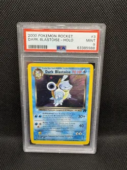 Dark Blastoise PSA 9 Pokemon Card 3/82 Team Rocket Set Rare Holo 2000 Mint swirl - Image 1