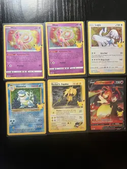 Pokemon Card Lot (6) - Celebrations Mew, Lugia, Blastoise, Zapdos, Charizard V - Image 1