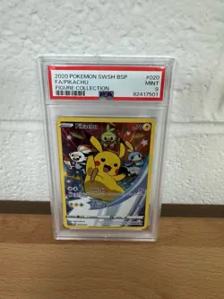 2020 Pokemon SWSH020 BSP Pikachu Holo PSA 9 MINT Black Star Promo - Image 1