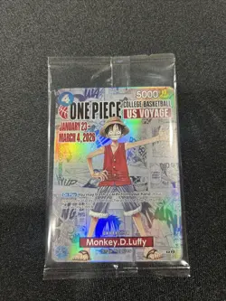 One Piece CCG Monkey D. Luffy College Basketball Promo Card Rutgers + Poster - Image 1