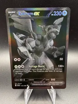 Pokemon TCG Zekrom EX Black Bolt 172/086 BWR English Card, Near Mint Condition - Image 1
