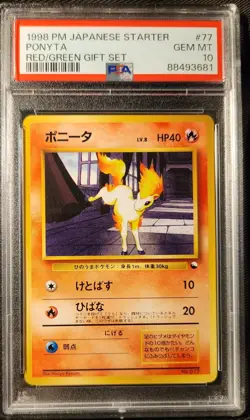 PSA GEM MINT 10 PONYTA 1998 JAPANESE P.M. RED/GREEN GIFT STARTER SET CARD #77 - Image 1