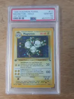 Pokemon Card 1st Edition Fossil #11 Magneton Holo PSA 10 GEM MINT 1999 Vintage - Image 1