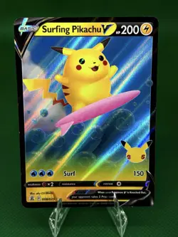 Surfing Pikachu V 008/025 Pokemon Celebrations 25th Anniversary Pokemon TCG - Image 1