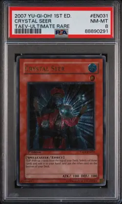 2007 YUGIOH 1ST ED TAEV-EN031 CRYSTAL SEER ULTIMATE RARE PSA 8 NM #88890291 - Image 1