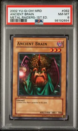 2002 Yu-Gi-Oh! Ancient Brain Metal Raiders MRD 1st Edition Common PSA 8 - Image 1