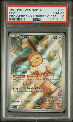 Eevee SVP 173 Prismatic Evolutions Pokemon Center PSA 10 GEM MINT Pokemon Card - Image 3