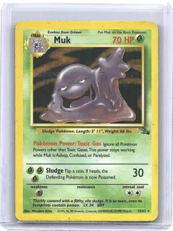 Pokemon Muk TCG Holographic Card Fossil 13/62 Unlimited Holo Rare READ - Image 1