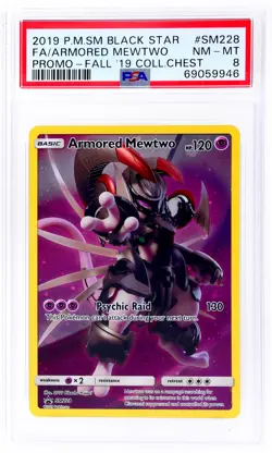2016 Pokemon Sun and Moon Black Star Promos Armored Mewtwo #SM228 PSA 8 - Image 1