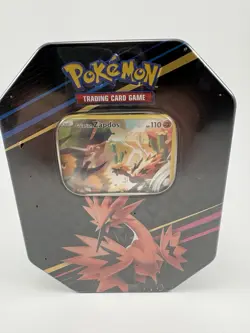 Pokemon TCG Sealed Crown Zenith Galarian Zapdos Tin 4 Packs with Promo - Image 1