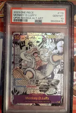 Bandai 2023 Monkey D. Luffy OP05-119 Manga Alt Art PSA 10 One Piece - Image 1