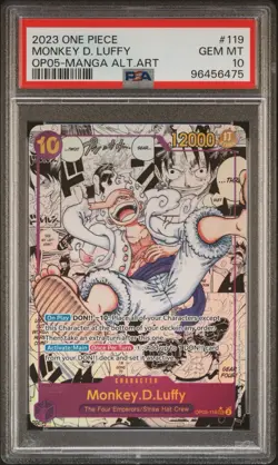 Bandai 2023 Monkey D. Luffy OP05-119 Manga Alt Art PSA 10 One Piece - Image 2