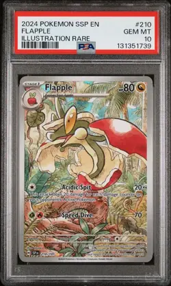 PSA 10 Flapple 210/191 Pokemon Sv Surging Sparks Illustration Rare 2024 GEM MINT - Image 1