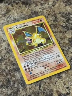 (Swirl) Pokemon Charizard Holo Base Set 2 4/130 LP AI Graded PSA 8 - Image 1