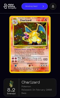 (Swirl) Pokemon Charizard Holo Base Set 2 4/130 LP AI Graded PSA 8 - Image 5