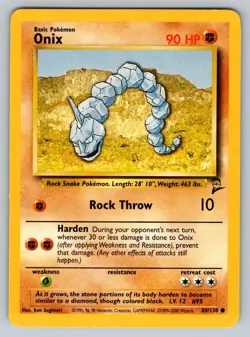 2000 Pokemon Base Set 2 Vintage WOTC Onix 84/130 NM - Image 1