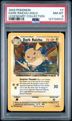 Dark Raichu Holo PSA 8 Pokemon Legendary Collection #7 - Image 1