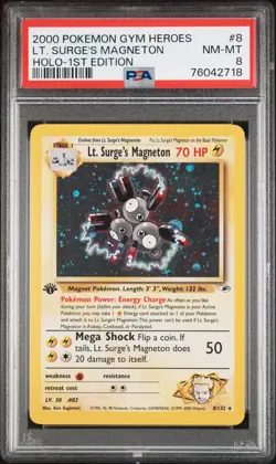 Lt. Surge'S Magneton Holo-1st Edition PSA 8 2000 Pokemon Gym Heroes #8 - Image 1