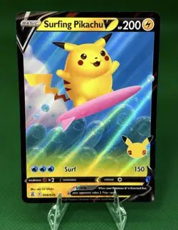 Surfing Pikachu V 008/025 Pokemon Celebrations 25th Anniversary Pokemon TCG - Image 1