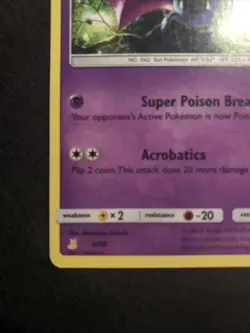 2017 Pokemon Sun and Moon Trainer Kit Golbat Card 6/30 LP - Image 4