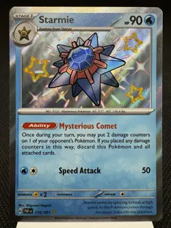 Starmie 119/091 - Shiny Holo Rare - Paldean Fates Pokemon Card MINT - Image 1