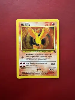 Moltres 12/62 Holo Rare Fossil Pokemon Card HP No Creases - Image 1