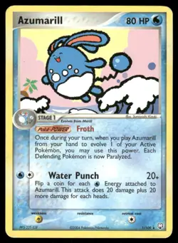 Pokemon Cards Azumarill 1/109 Team Rocket Returns Holo Rare MP - Image 1