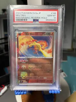 Moltres 146 PSA 10 Reverse Holo Master Ball Mint Japanese 151 Pokemon Card - Image 1