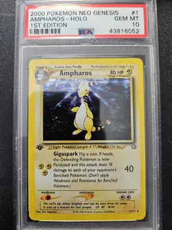 Pokemon PSA 10 1st Edition Neo Genesis Ampharos Holo Rare 1/111 GEM MINT - Image 1