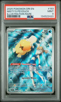 2025 POKEMON DRI EN-DESTINED RIVALS ILLUSTRATION RARE #193 MISTY'S PSYDUCK PSA 9 - Image 1