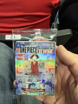 One Piece Monkey.D.Luffy US College Basketball Promo Card IN HAND SEALED - Image 1