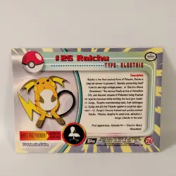 1999 Topps TV Animation Edition Raichu Pokemon Card #26 Non-Holo Black Label - Image 2