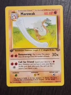 1st Edition Marowak Jungle Pokemon Card LP 39/64 Uncommon - Image 1