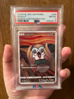 PSA 8 Rowlet Scream Promo 290/SM-P Munch Japanese Pokemon Card Rare - Image 1